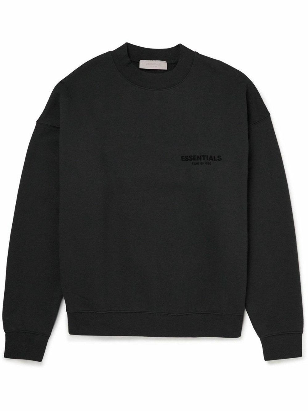 FEAR OF GOD ESSENTIALS - Logo-Flocked Cotton-Blend Jersey Sweatshirt - Black